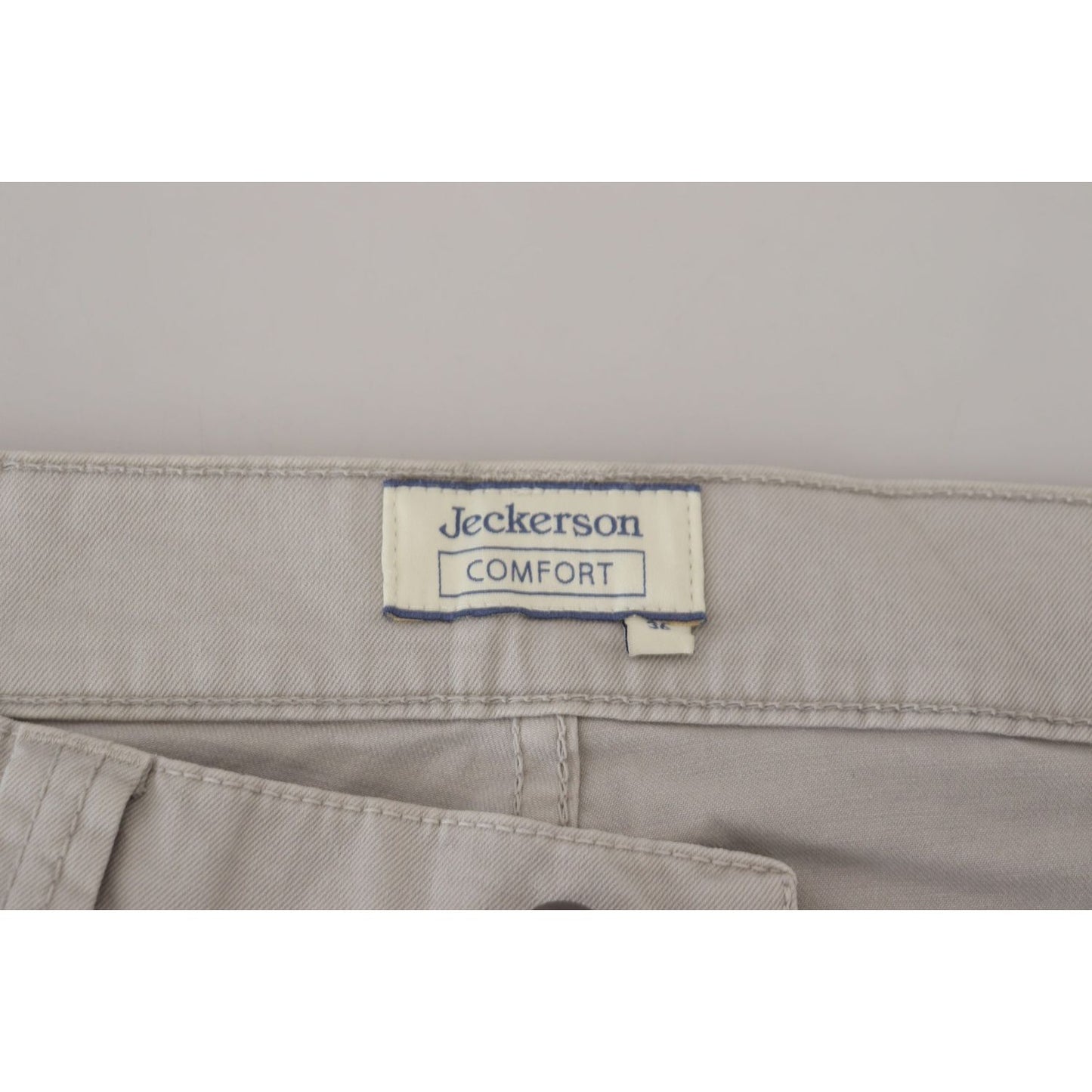 Jeckerson Gray Cotton Tapered Men Casual Pants Jeckerson