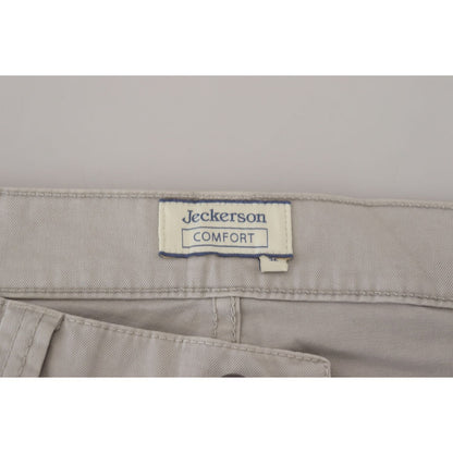 Jeckerson Gray Cotton Tapered Men Casual Pants Jeckerson