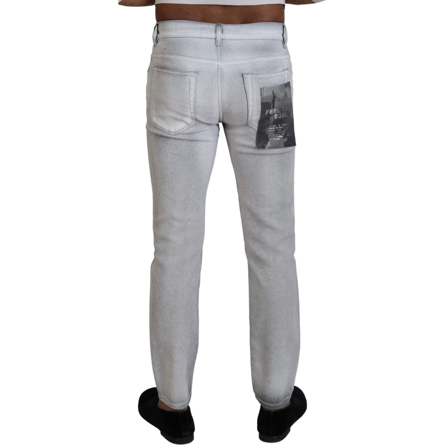 Dolce & Gabbana Elegant Gray Washed Cotton Blend Pants Dolce & Gabbana