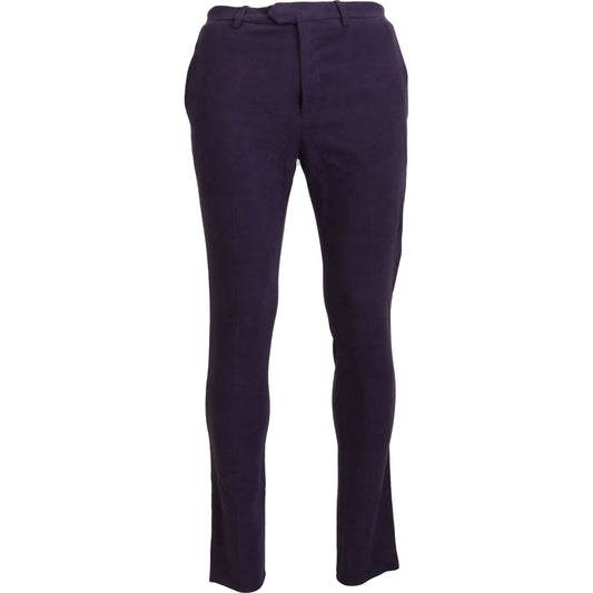 BENCIVENGA Purple Pure Cotton Tapered Mens Pants
