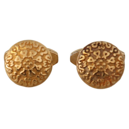 Dolce & Gabbana Gold Plated Brass Round Pin Men Cufflinks Dolce & Gabbana