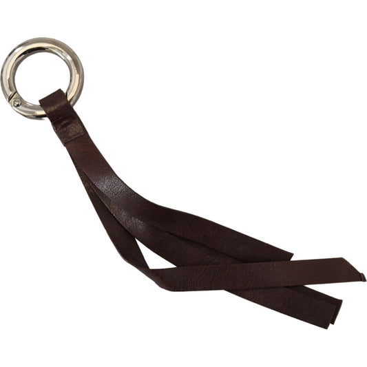 Costume National Chic Brown Leather Keychain with Brass Accents Costume National