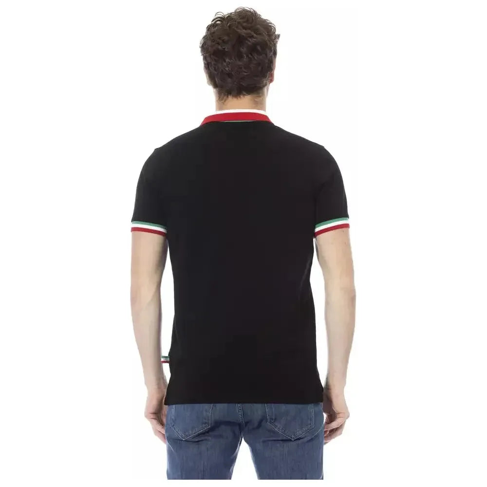 Baldinini Trend Black Cotton Men Polo Baldinini Trend