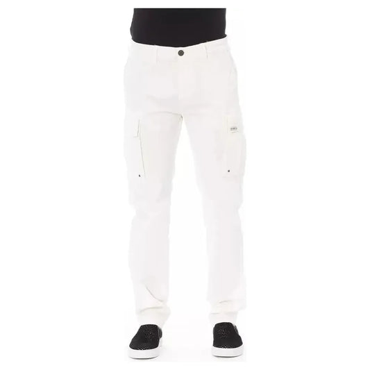 Baldinini Trend White Cotton Men Cargo Pant Baldinini Trend