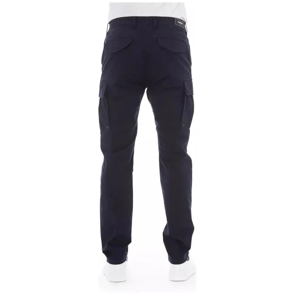 Baldinini Trend Blue Cotton Men Cargo Trouser Baldinini Trend