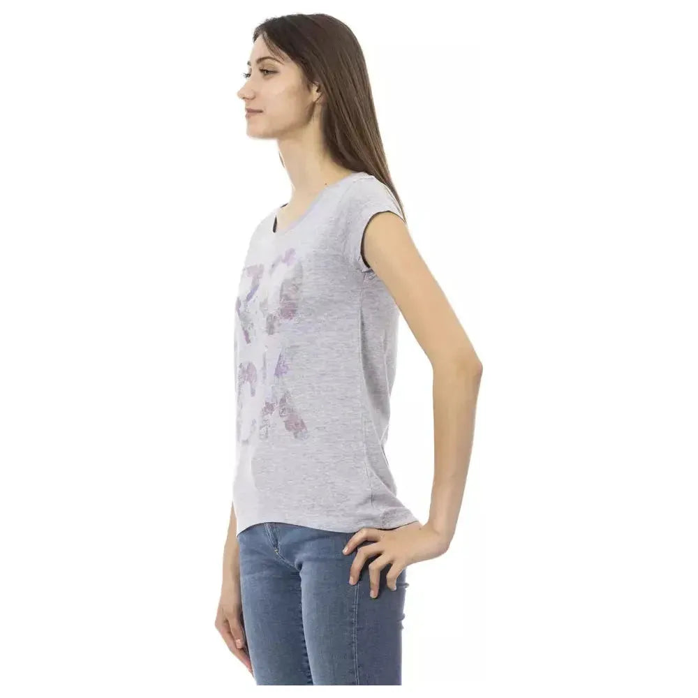 Trussardi Action Gray Cotton Women Top Trussardi Action