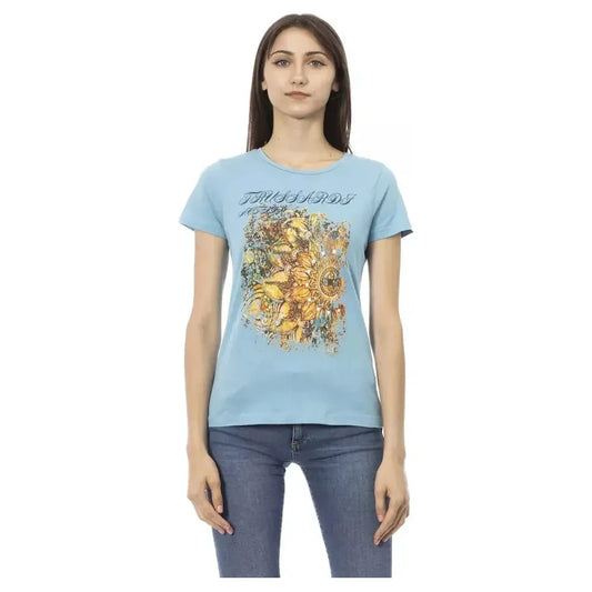 Trussardi Action Light Blue Cotton Women Top Trussardi Action