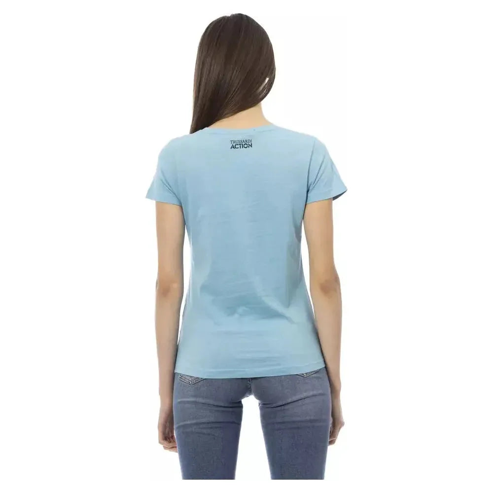 Trussardi Action Light Blue Cotton Women Top Trussardi Action