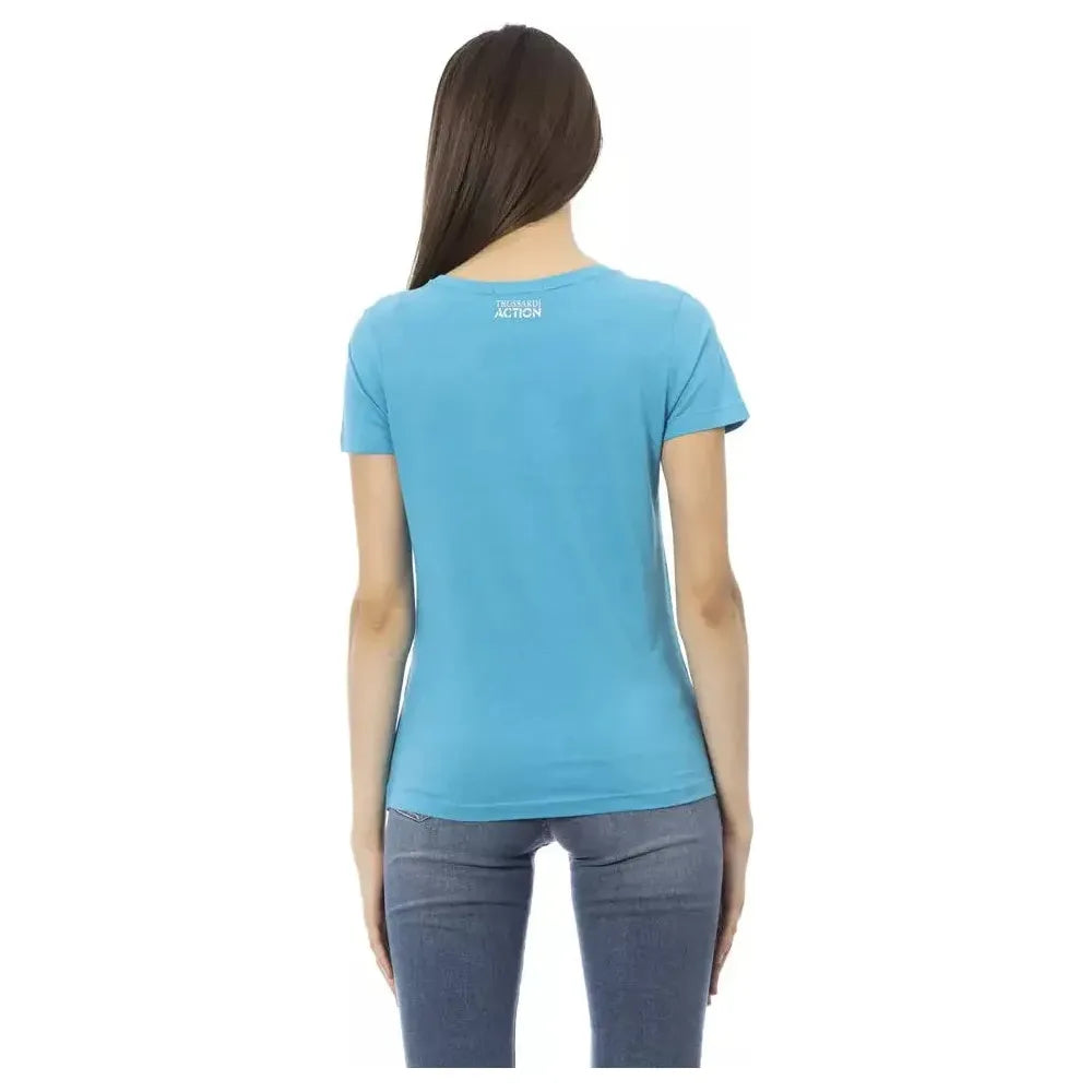 Trussardi Action Light Blue Cotton Women Top Trussardi Action