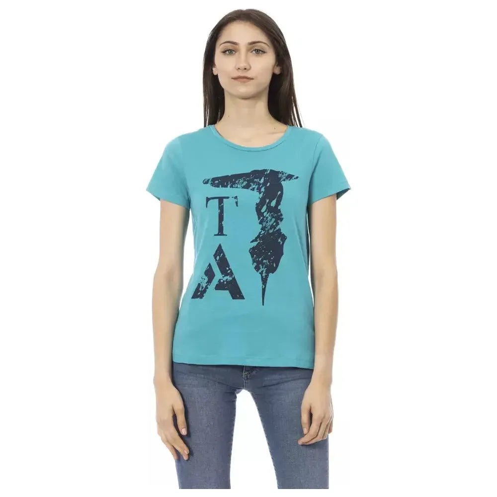 Trussardi Action Light Blue Cotton Women Top Trussardi Action