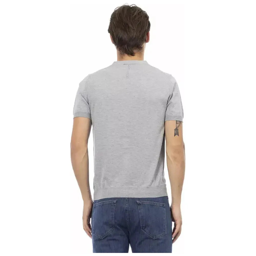 优雅灰色 V 领棉质毛衣