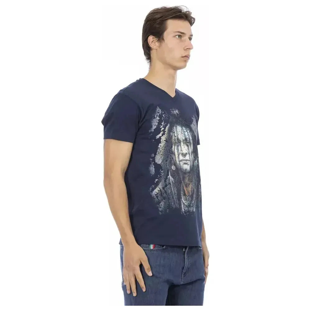 Trussardi Action Blue Cotton Men's V-Neck T-Shirt