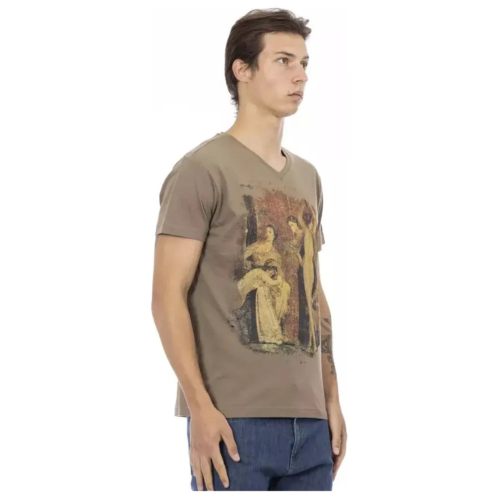 Trussardi Action Brown Cotton Men T-Shirt Trussardi Action