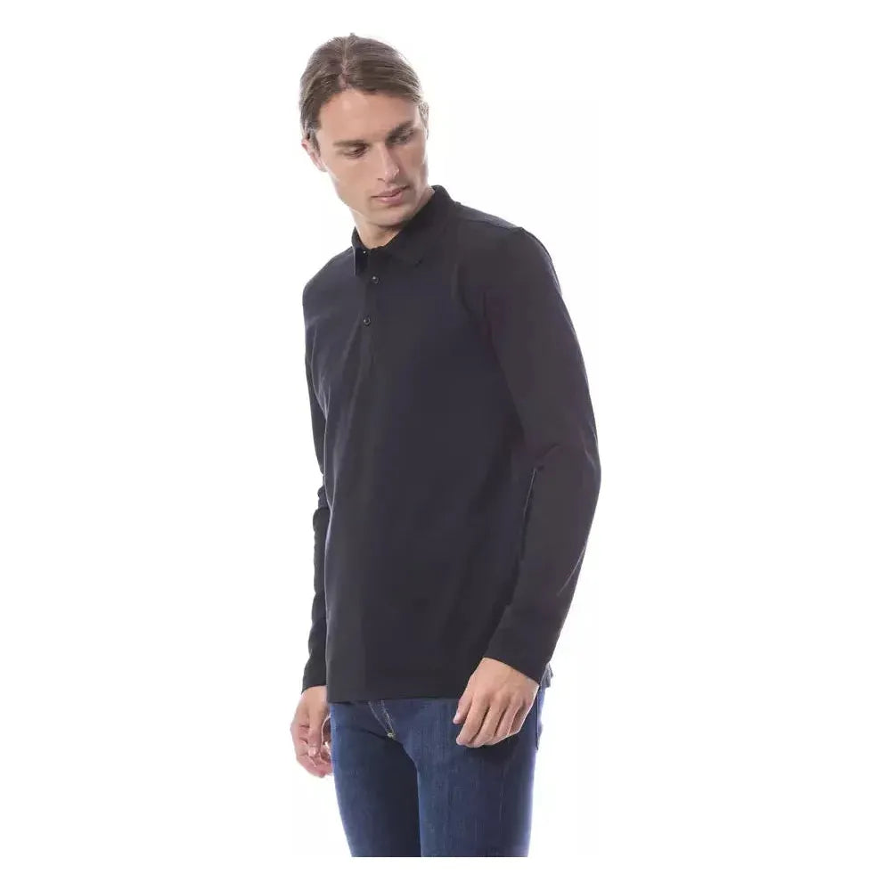 Verri Black Cotton Men Polo Shirt Long Sleeve Verri