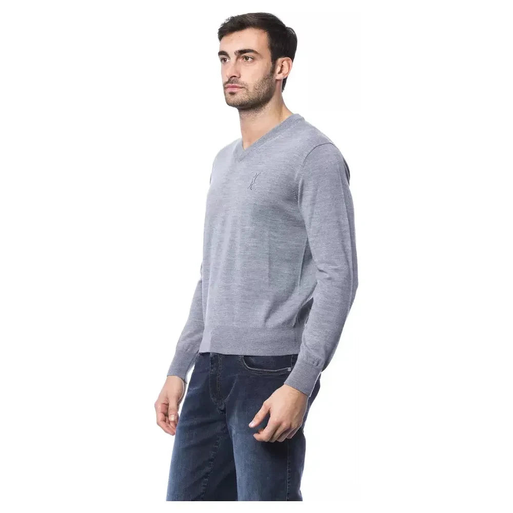 Billionaire Italian Couture Gray Merino Wool Men Sweater Billionaire Italian Couture