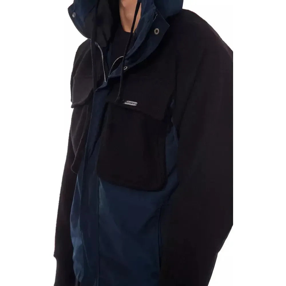 Nicolo Tonetto Black Wool Men Jacket with Hood and Pockets Nicolo Tonetto