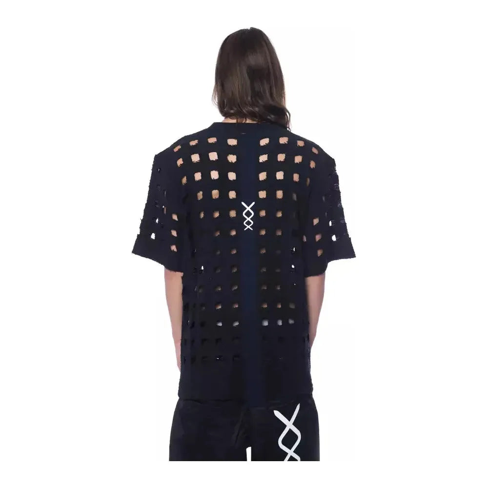 光滑黑色穿孔棉质 T 恤