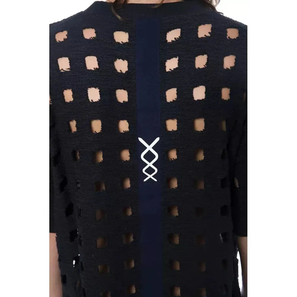 光滑黑色穿孔棉质 T 恤