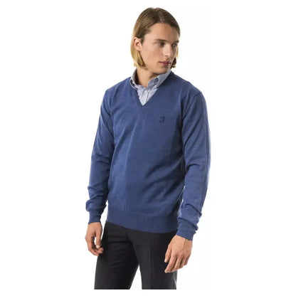 Uominitaliani Blue Merino Wool Men's Sweater Uominitaliani