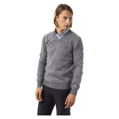 Uominitaliani Gray Merino Wool Men Sweater Uominitaliani