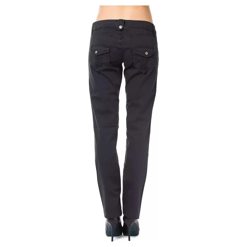 Ungaro Fever Blue Cotton Women's Regular Fit Pant