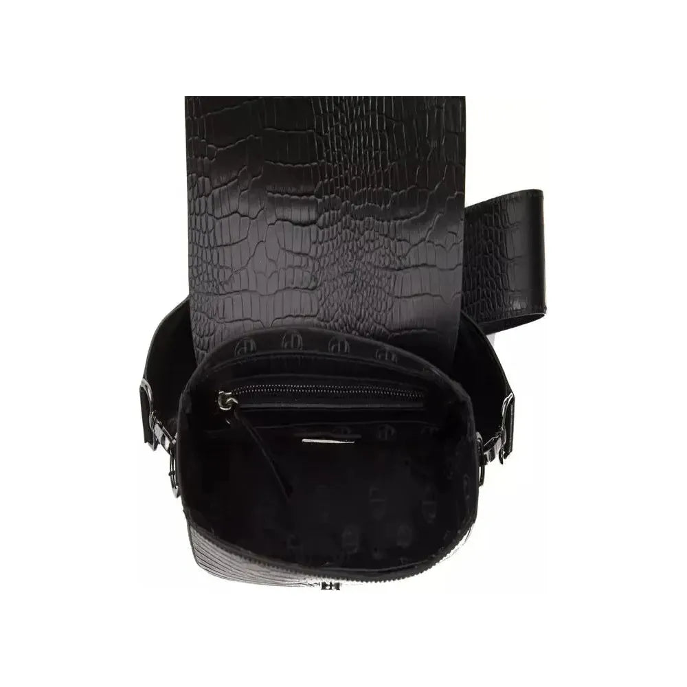 Pompei Donatella Black Leather Women Crossbody Pompei Donatella