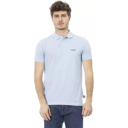 Baldinini Trend Light Blue Cotton Men Polo Baldinini Trend