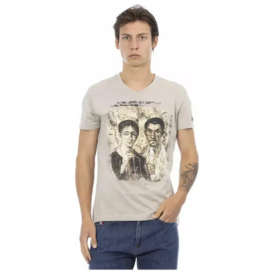 Trussardi Action Beige Cotton Men T-Shirt Trussardi Action