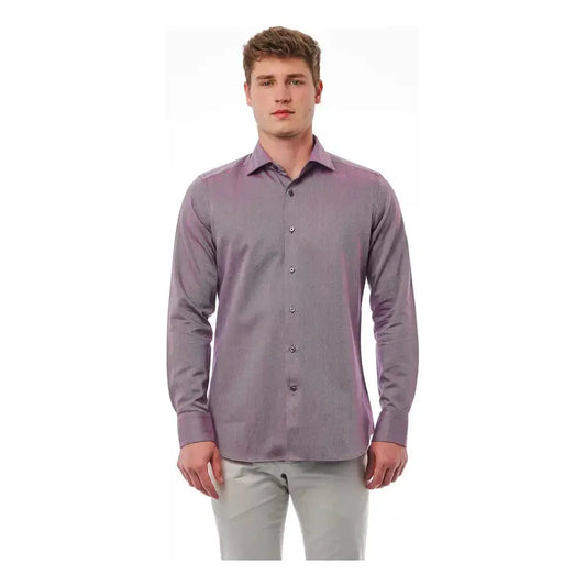 Bagutta Burgundy Cotton Men Shirt Bagutta