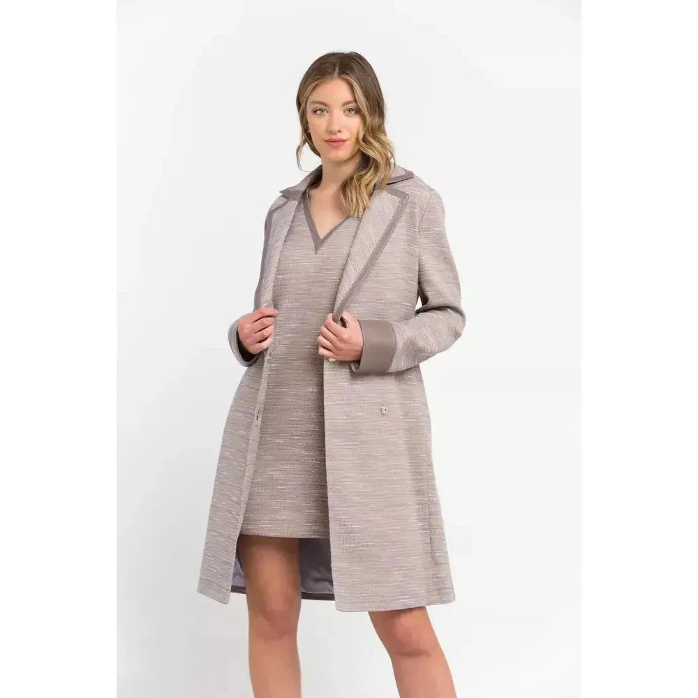 Trussardi Beige Cotton Women Coat Dress Trussardi