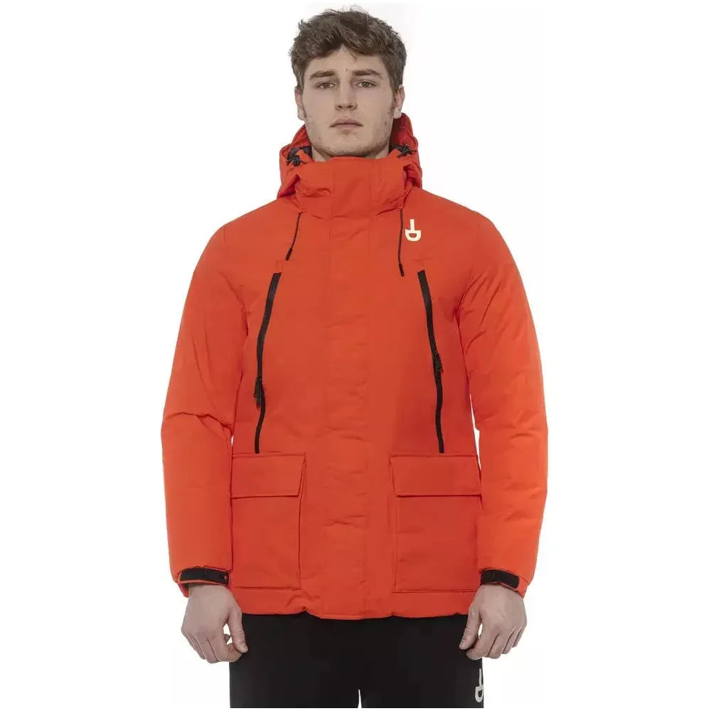 别致红色防水连帽夹克