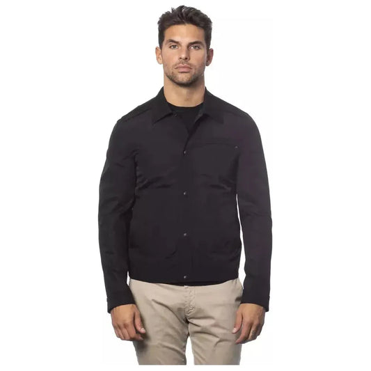 Verri Black Cotton Men Bomber Jacket Verri