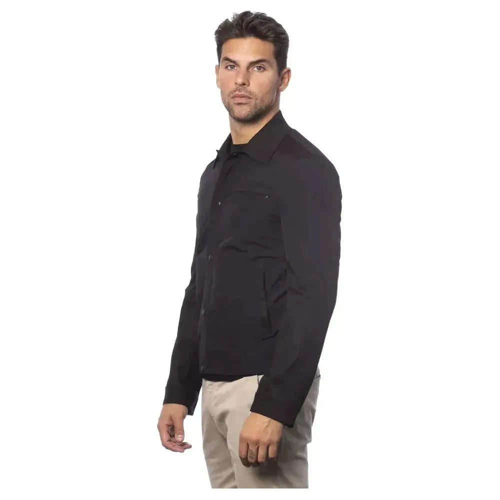 Verri Black Cotton Men Bomber Jacket Verri
