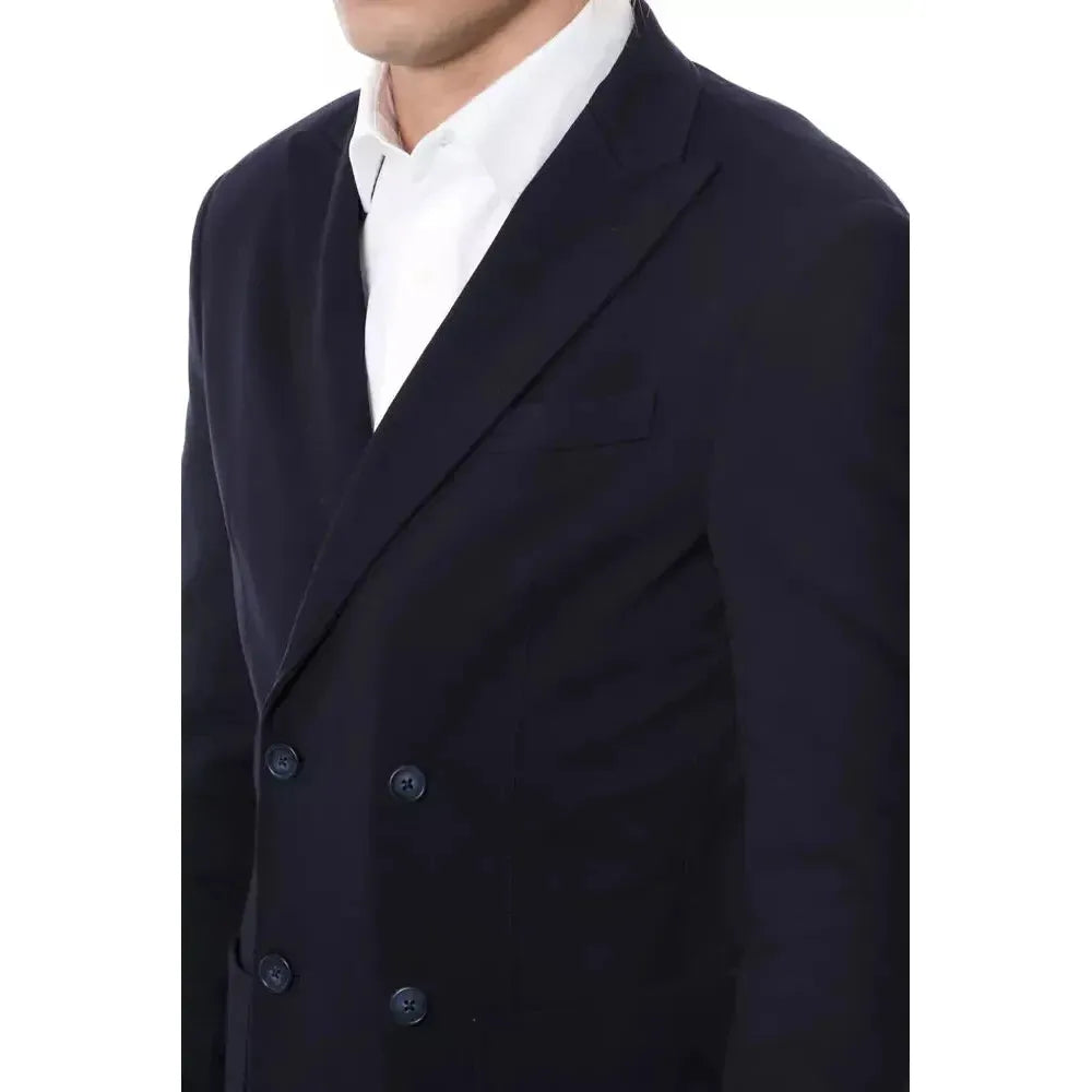 Verri Blue Viscose Men Blazer Verri