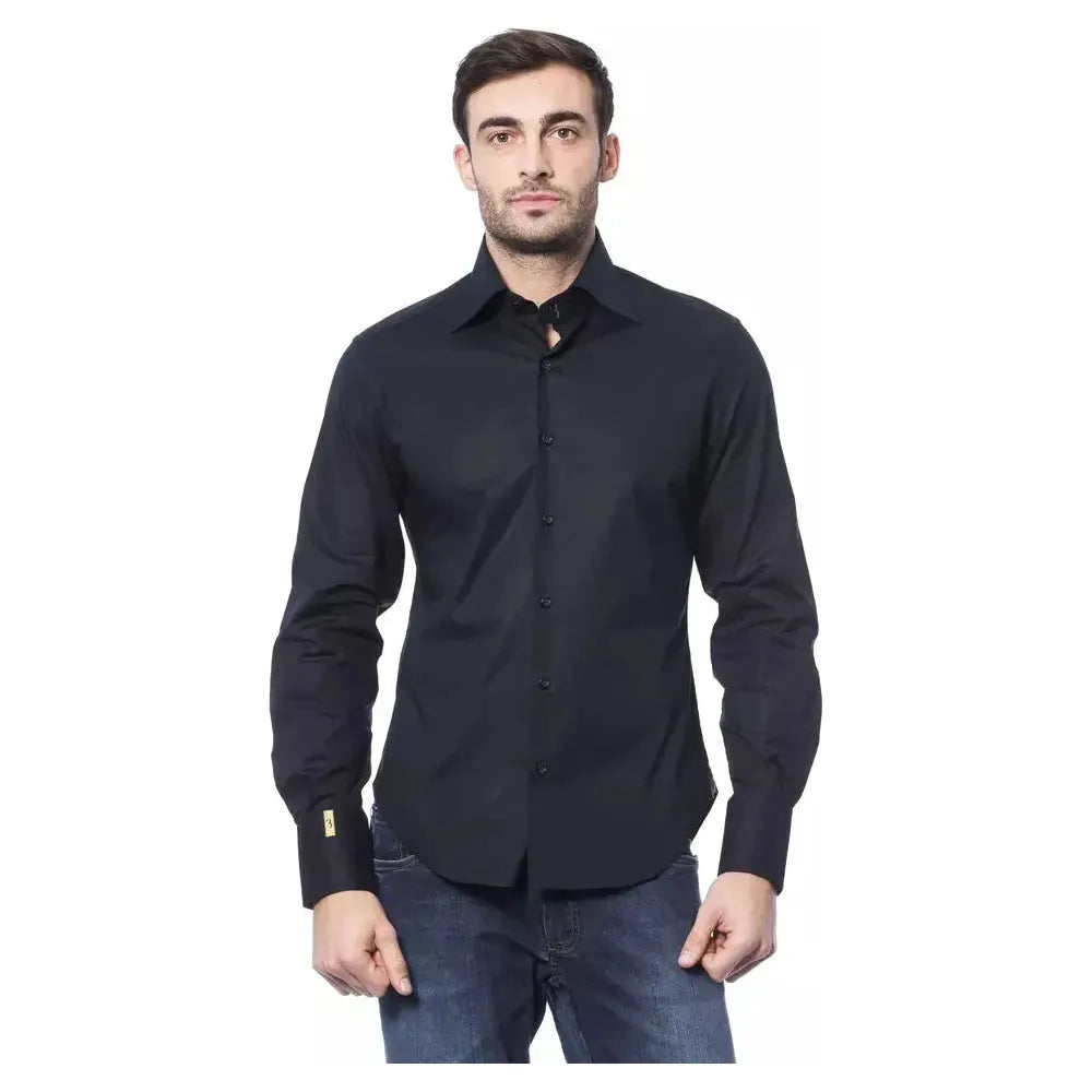 Billionaire Italian Couture Blue Cotton Men Shirt Billionaire Italian Couture