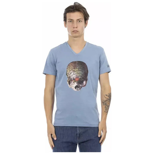 Trussardi Action Light Blue Cotton Men T-Shirt Trussardi Action