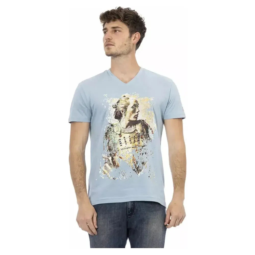 Trussardi Action Light Blue Cotton Men T-Shirt Trussardi Action