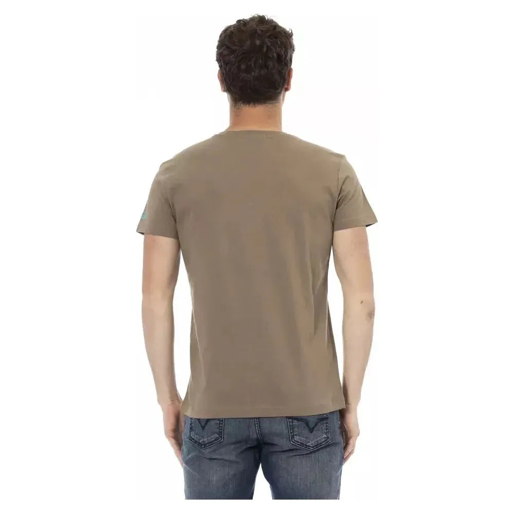 Trussardi Action Brown Cotton Men's V-Neck T-Shirt Trussardi Action