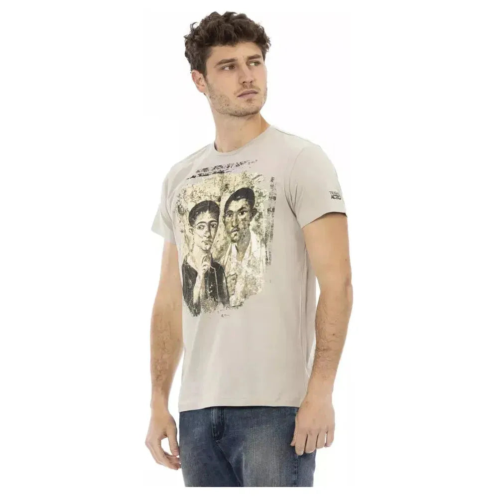 Trussardi Action Beige Cotton Men T-Shirt Trussardi Action