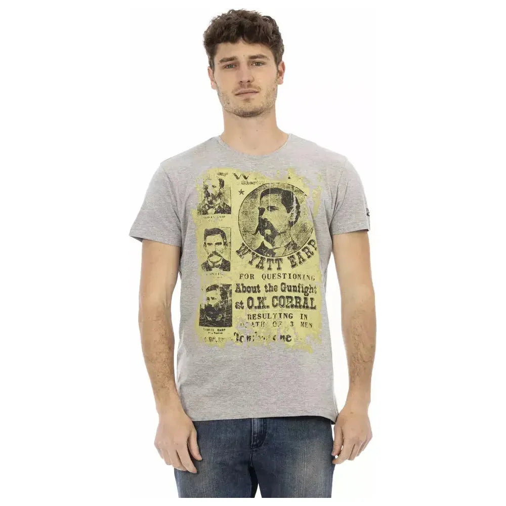 Trussardi Action Gray Cotton Men T-Shirt Trussardi Action