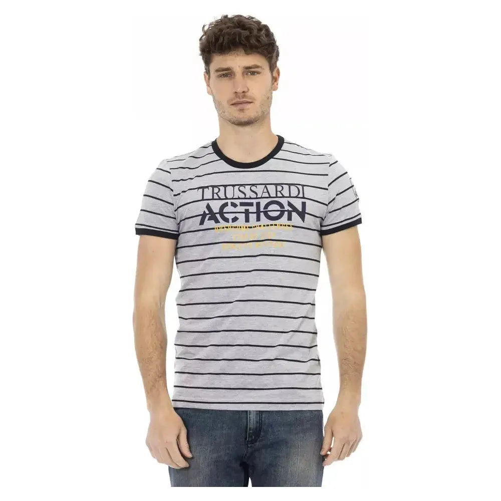 Trussardi Action Gray Cotton Men T-Shirt Trussardi Action