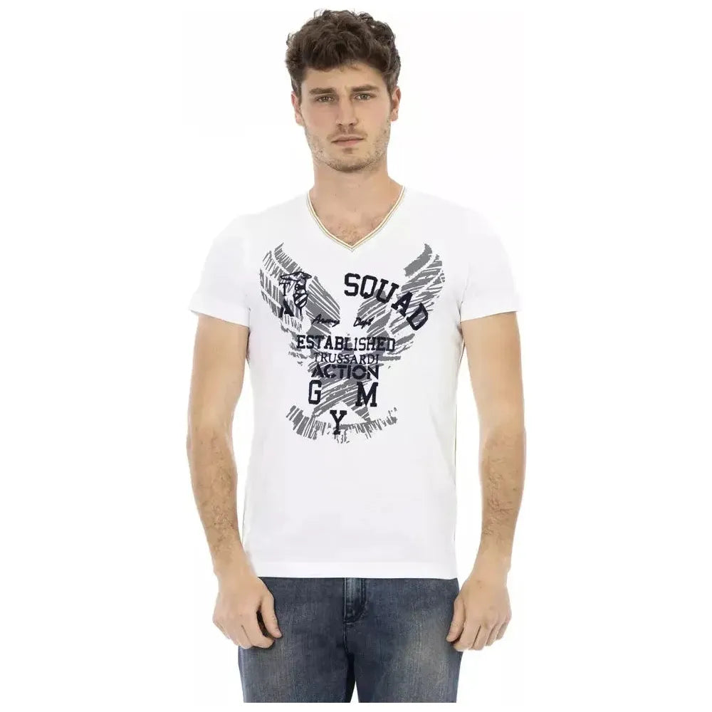 Trussardi Action White Cotton Men T-Shirt Trussardi Action