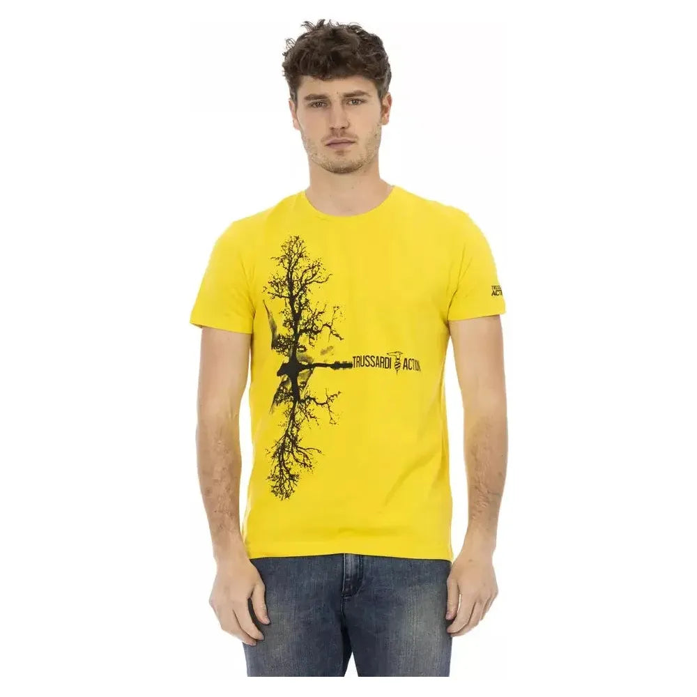 Trussardi Action Yellow Cotton Men T-Shirt Trussardi Action