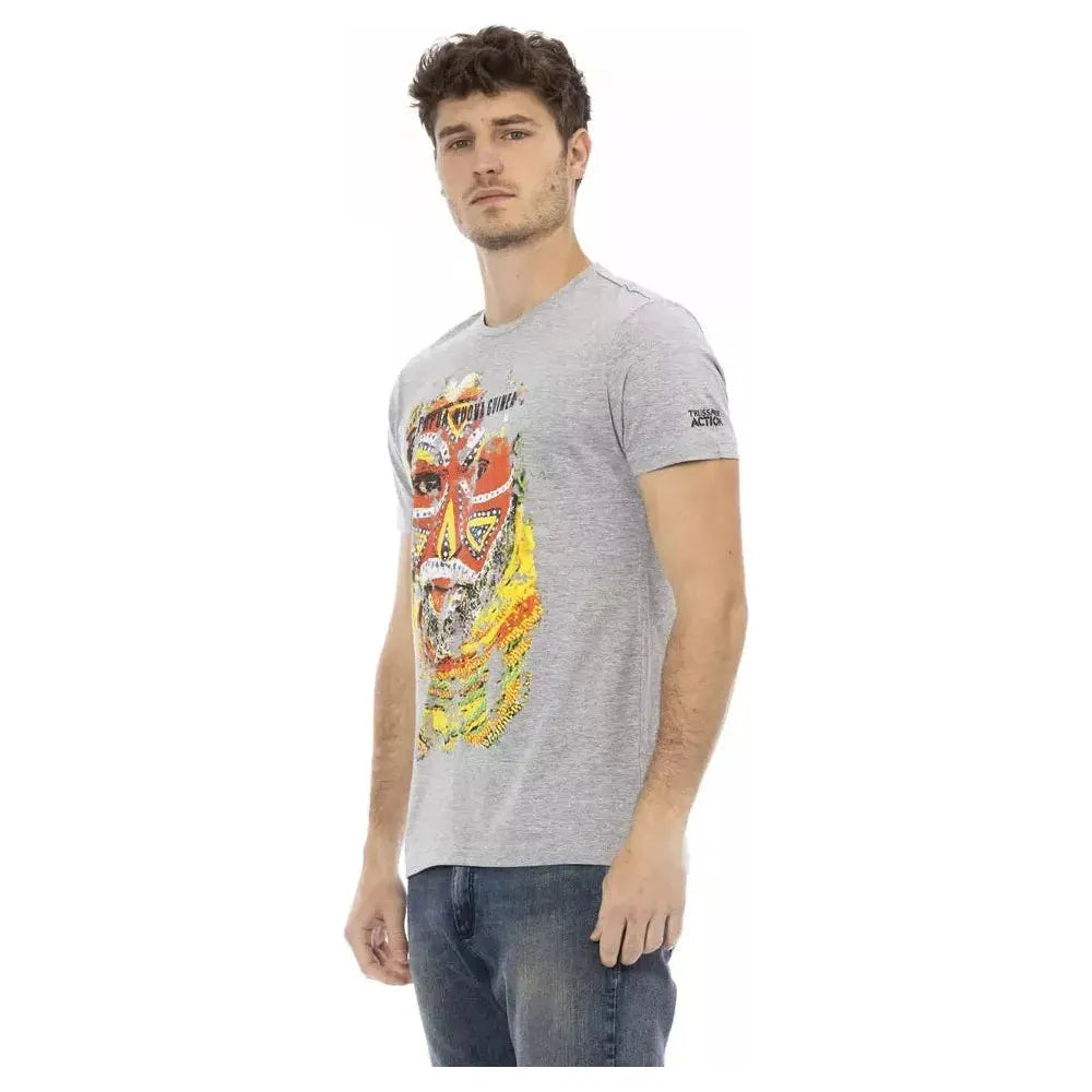 Trussardi Action Gray Cotton Men T-Shirt Trussardi Action