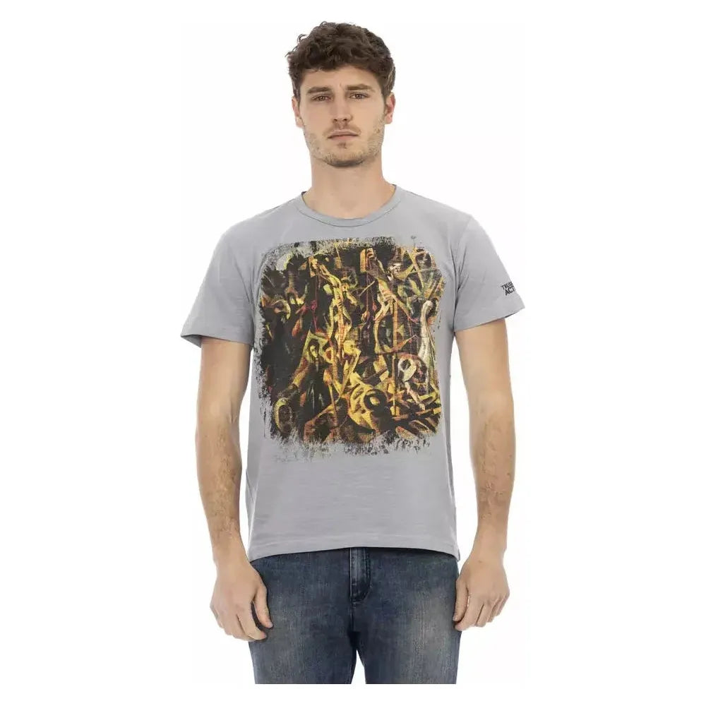 Trussardi Action Gray Cotton Men T-Shirt Trussardi Action