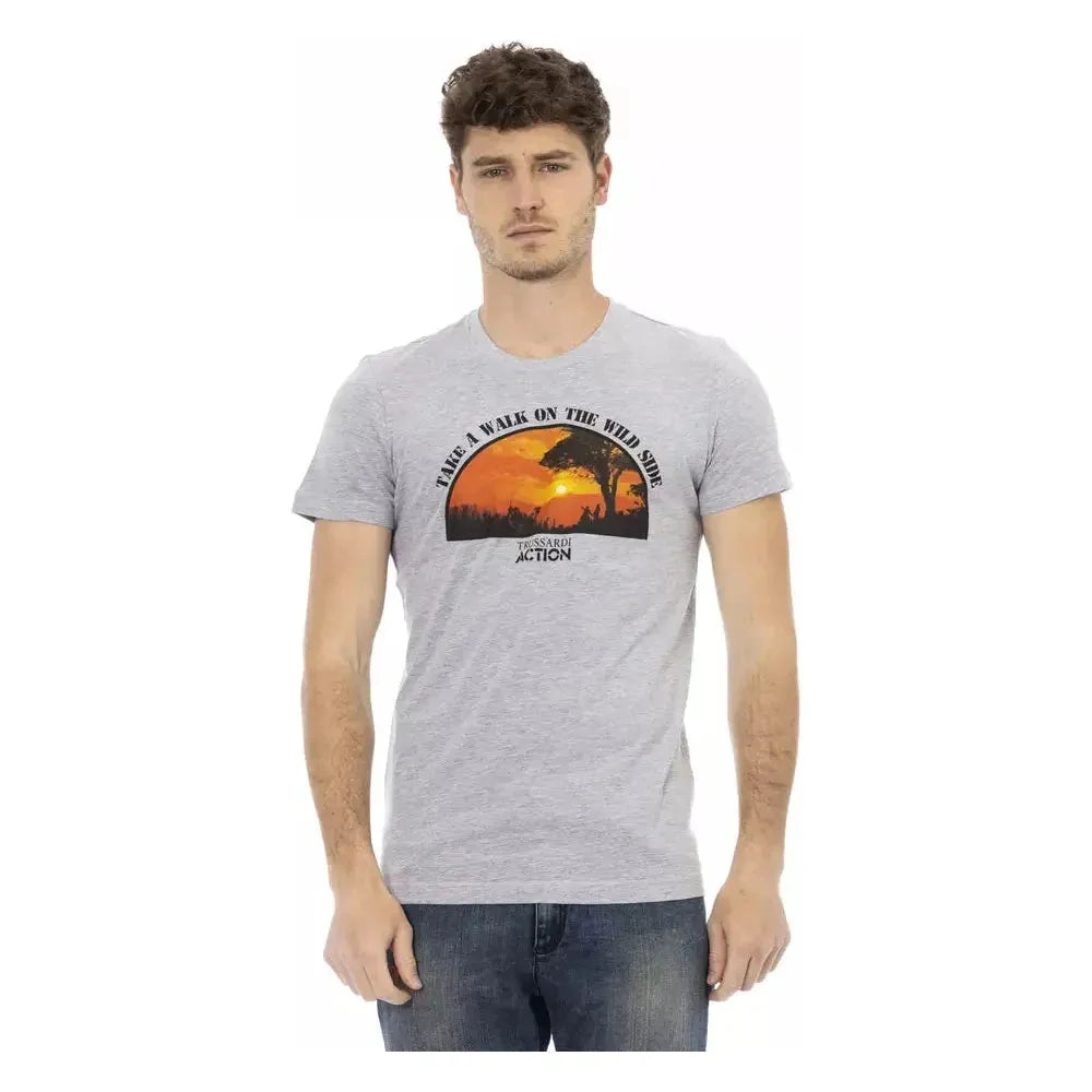 Trussardi Action Gray Cotton Men T-Shirt Trussardi Action