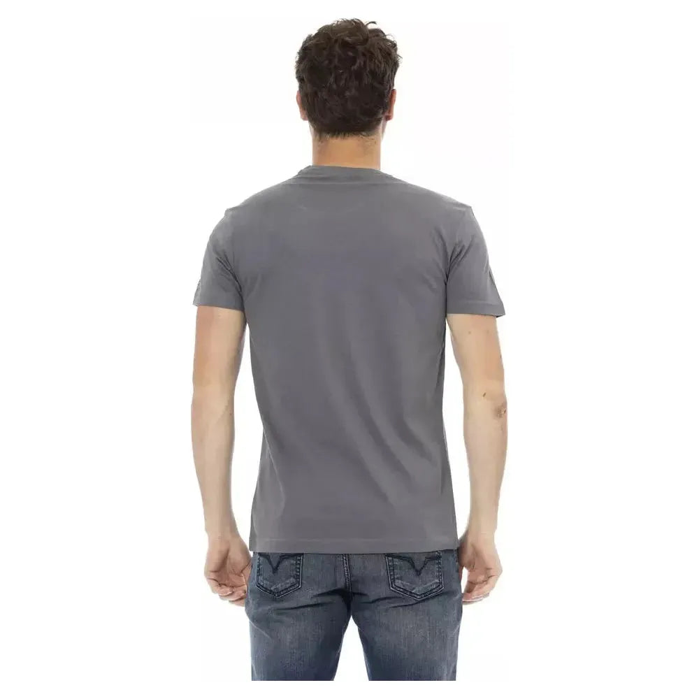 Trussardi Action Gray Cotton Men T-Shirt Trussardi Action