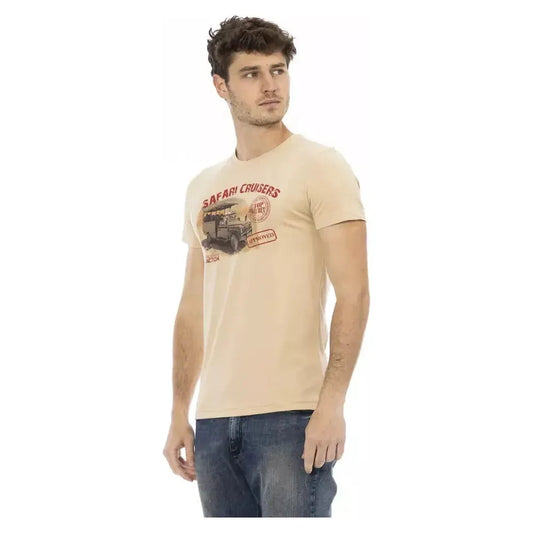 Trussardi Action Beige Cotton Men T-Shirt Trussardi Action