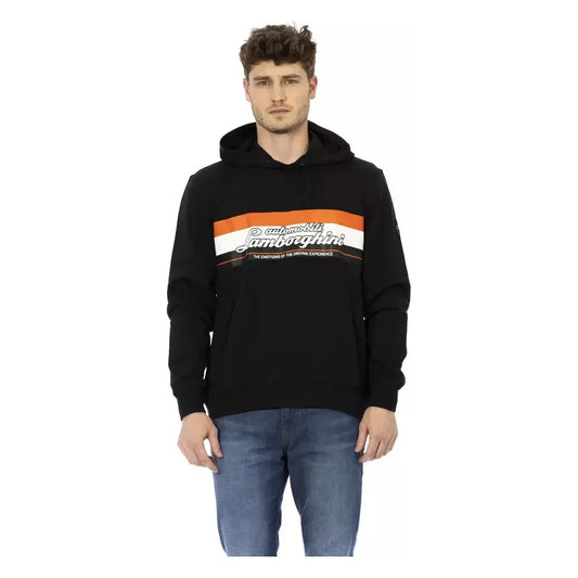 Automobili Lamborghini Black Cotton Men Sweater with Hood Automobili Lamborghini