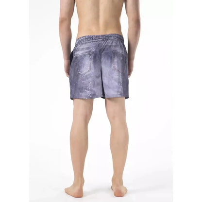 Just Cavalli Blue Polyester Men Swimwear Short